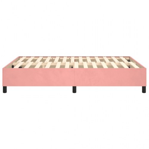 Boxspring sengeramme 140x190 cm - fløjl, lyserød