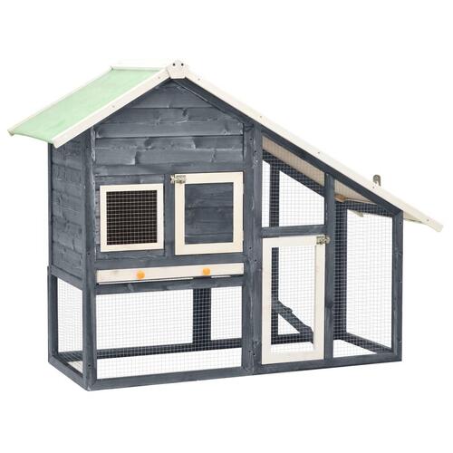 Kaninbur 140x63x120 cm massivt fyrretræ grå og hvid