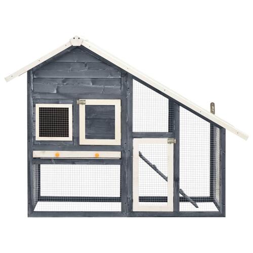 Kaninbur 140x63x120 cm massivt fyrretræ grå og hvid
