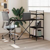 Computerbord med hylder 120x47x109 cm sort