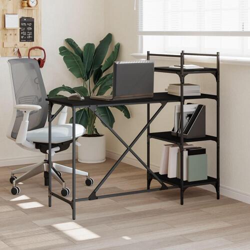 Computerbord med hylder 120x47x109 cm sort