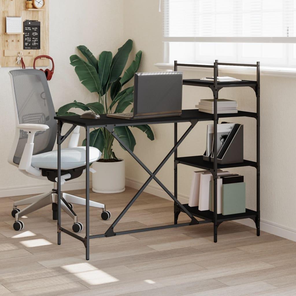 Computerbord med hylder 120x47x109 cm sort