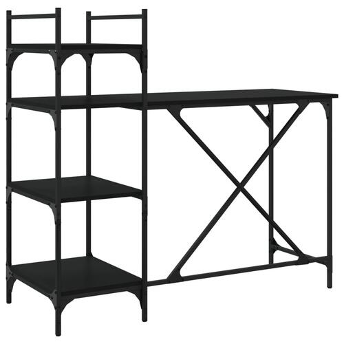 Computerbord med hylder 120x47x109 cm sort