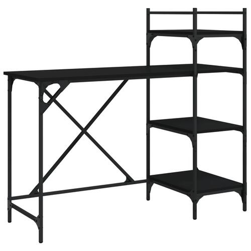 Computerbord med hylder 120x47x109 cm sort