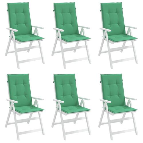 Stolehynder m. høj ryg 6 stk. 120x50x3 cm stof grøn