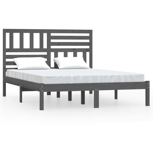 Sengeramme 150x200 cm kingsize massivt fyrretræ grå