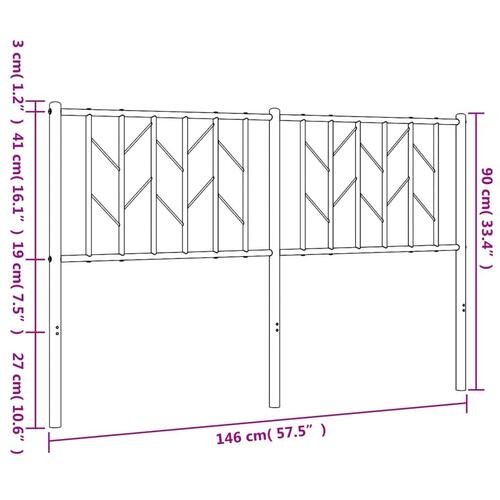 Sengegavl 140 cm metal sort