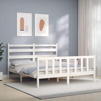 Sengeramme uden madras 160x200 cm massivt fyrretræ hvid