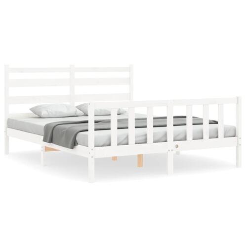 Sengeramme uden madras 160x200 cm massivt fyrretræ hvid