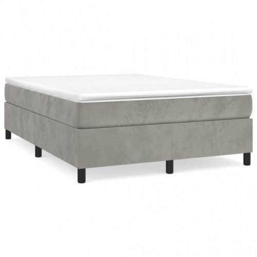 Boxspring sengeramme i fløjl - lysegrå 140 x 200 cm
