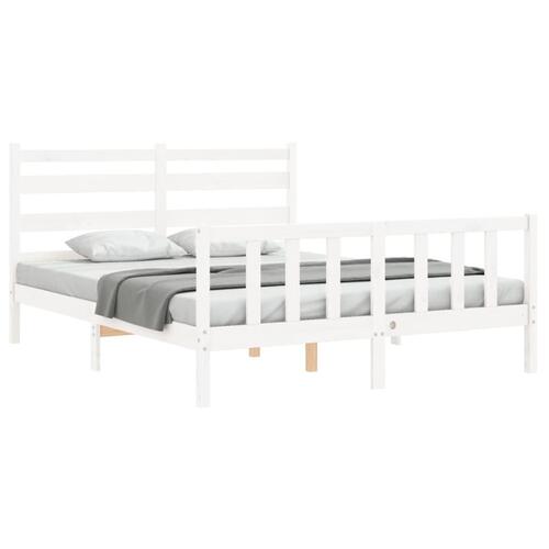 Sengeramme uden madras 160x200 cm massivt fyrretræ hvid