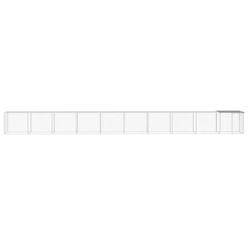Hønsebur med tag 1003x98x90 cm galvaniseret stål lysegrå