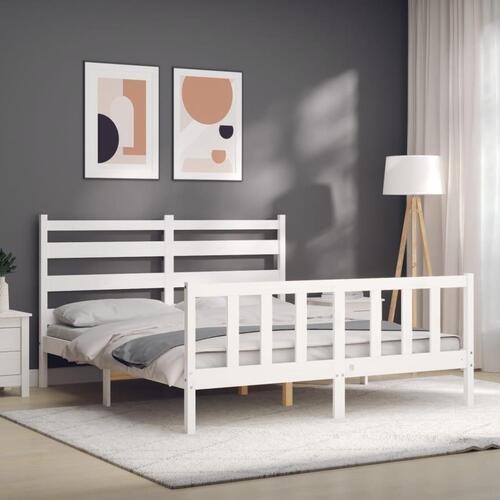 Sengeramme uden madras 160x200 cm massivt fyrretræ hvid