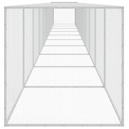Hønsebur med tag 1003x98x90 cm galvaniseret stål lysegrå