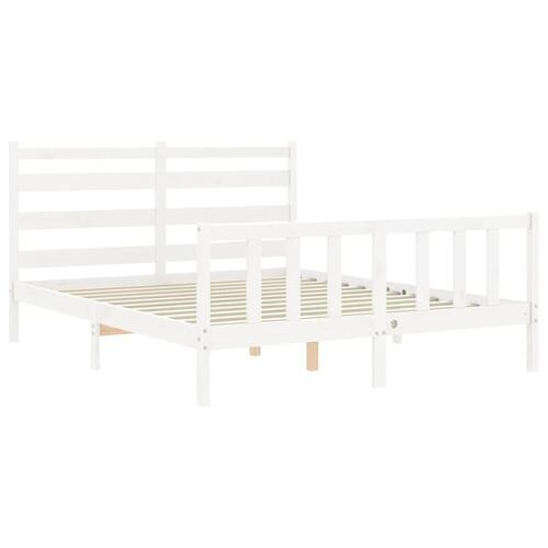 Sengeramme uden madras 160x200 cm massivt fyrretræ hvid