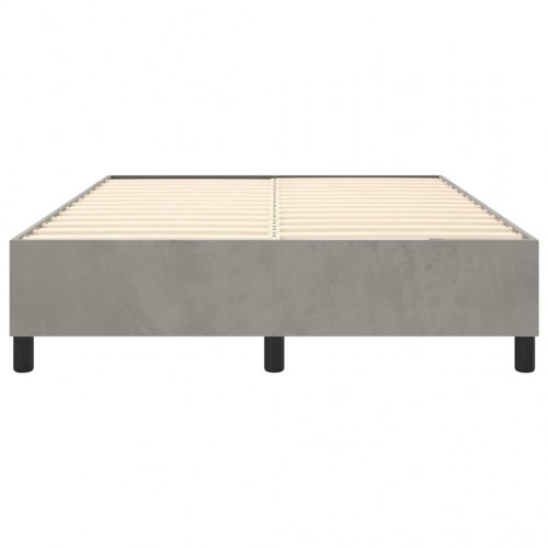 Boxspring sengeramme i fløjl - lysegrå 140 x 200 cm