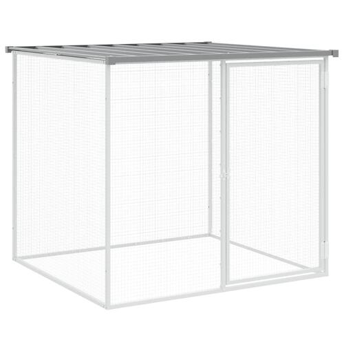 Hønsebur med tag 1003x98x90 cm galvaniseret stål lysegrå