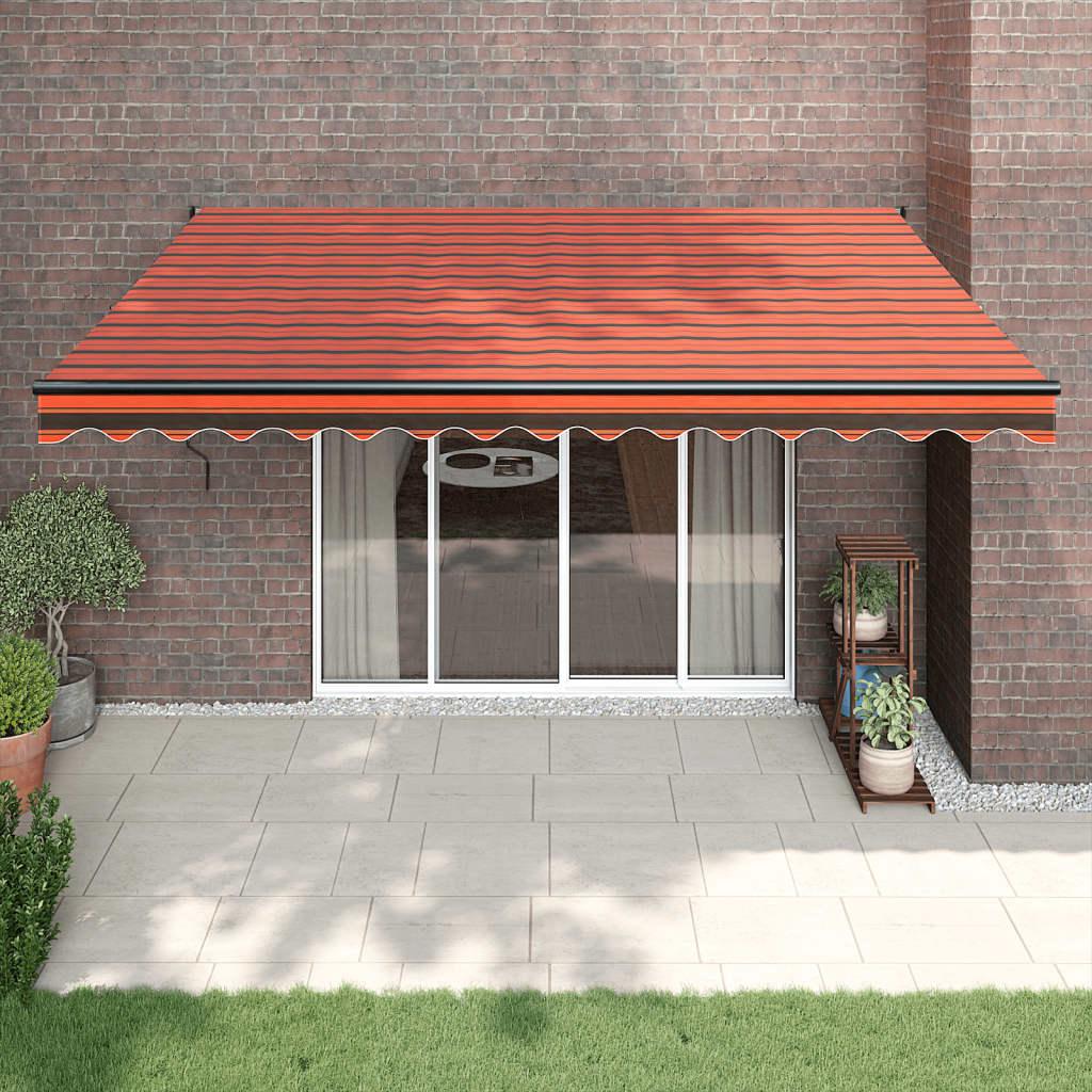 Foldemarkise 4x3 m automatisk betjening orange og brun billede