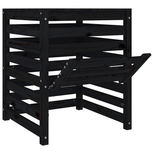 Kompostbeholder 63,5x63,5x77,5 cm massivt fyrretræ sort