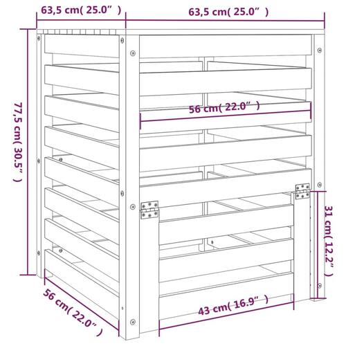 Kompostbeholder 63,5x63,5x77,5 cm massivt fyrretræ sort