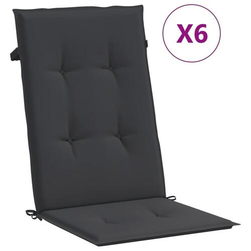 Stolehynder m. høj ryg 6 stk. 120x50x3 cm stof sort
