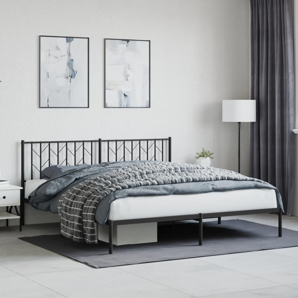 Sengeramme med sengegavl 183×213 cm - metal, sort
