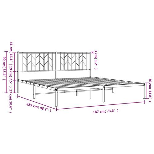 Sengeramme med sengegavl 183x213 cm metal sort