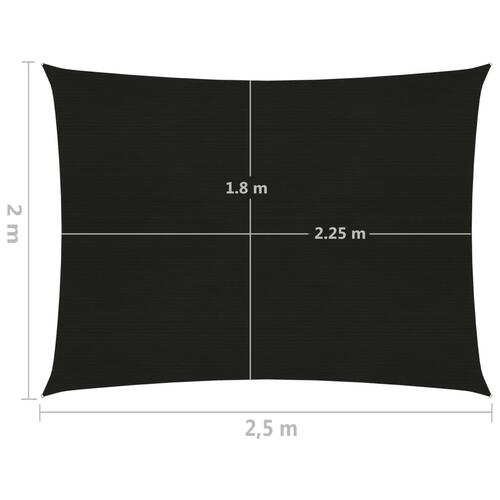 Solsejl 2x2,5 m 160 g/m² HDPE sort