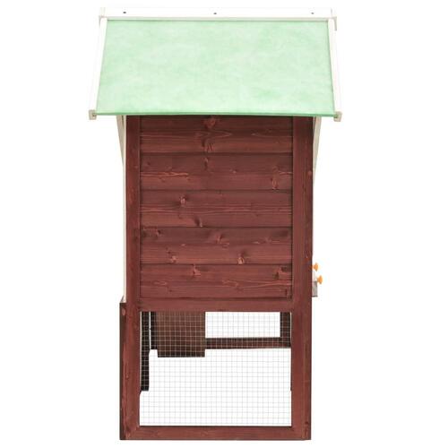Kaninbur 140x63x120 cm massivt fyrretræ mokka og hvid
