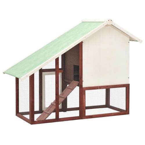 Kaninbur 140x63x120 cm massivt fyrretræ mokka og hvid