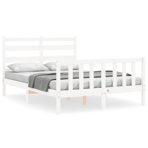 Sengeramme med sengegavl 140x200 cm massivt træ hvid