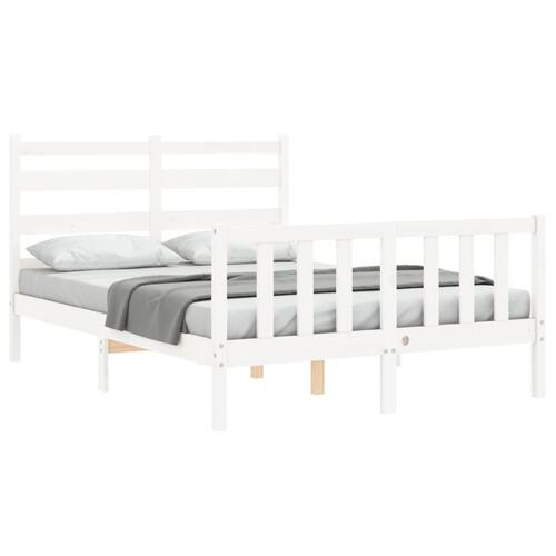 Sengeramme med sengegavl 140x200 cm massivt træ hvid