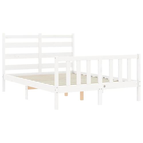 Sengeramme med sengegavl 140x200 cm massivt træ hvid