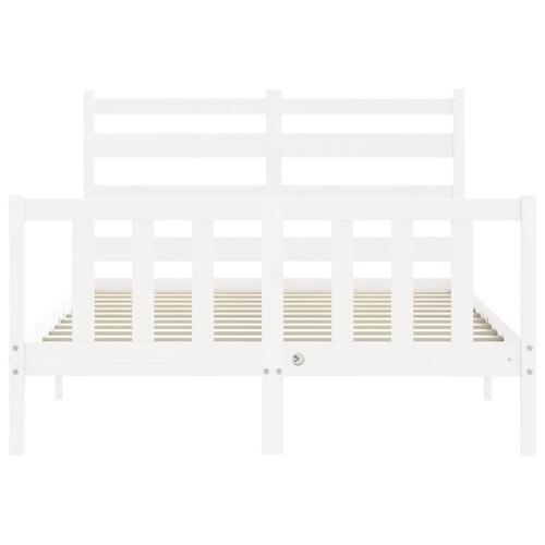 Sengeramme med sengegavl 140x200 cm massivt træ hvid