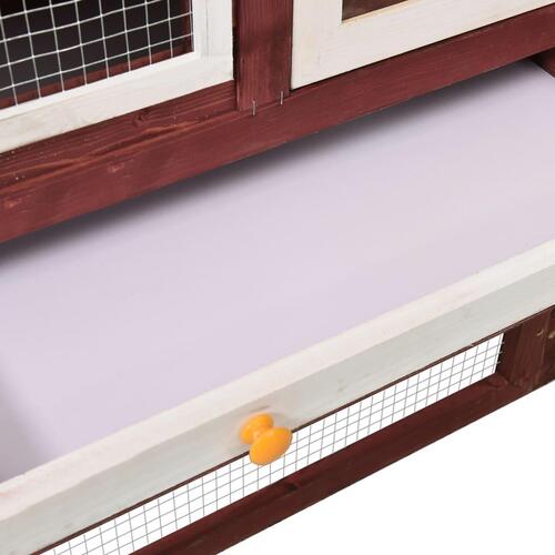 Kaninbur 140x63x120 cm massivt fyrretræ mokka og hvid