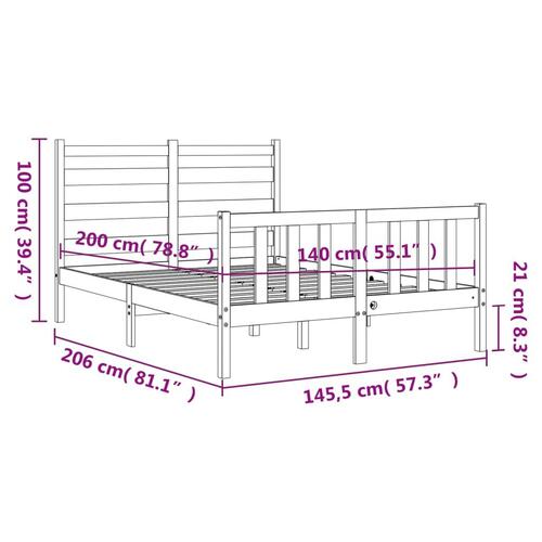 Sengeramme med sengegavl 140x200 cm massivt træ hvid