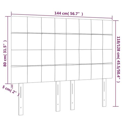 Sengegavl med LED-lys 144x5x118/128 cm stof gråbrun