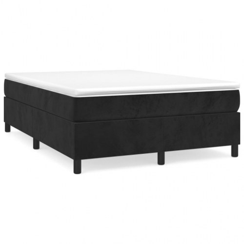 Boxspring sengeramme i fløjl - sort 140×200 cm