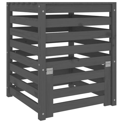 Kompostbeholder 63,5x63,5x77,5 cm massivt fyrretræ Grå