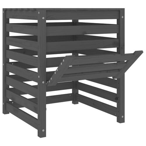 Kompostbeholder 63,5x63,5x77,5 cm massivt fyrretræ Grå