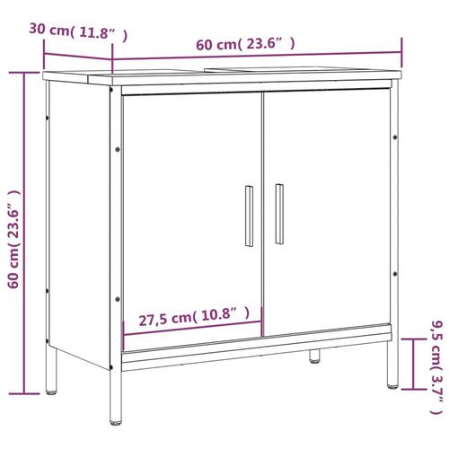 Underskab til håndvask 60x30x60 cm konstrueret træ sort