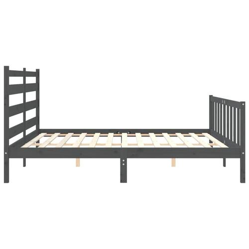 Sengeramme med sengegavl 180x200 cm massivt træ grå