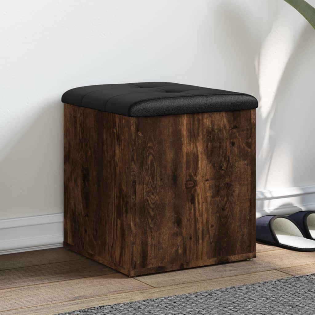 Skobænk 42x42x45 cm konstrueret træ røget egetræsfarve