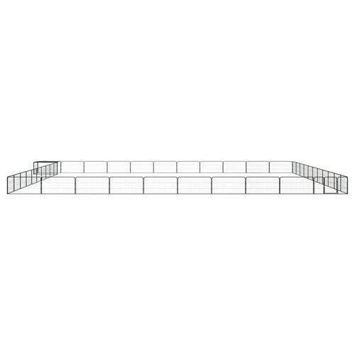 44-panels hundegård 100x50 cm pulverlakeret stål sort