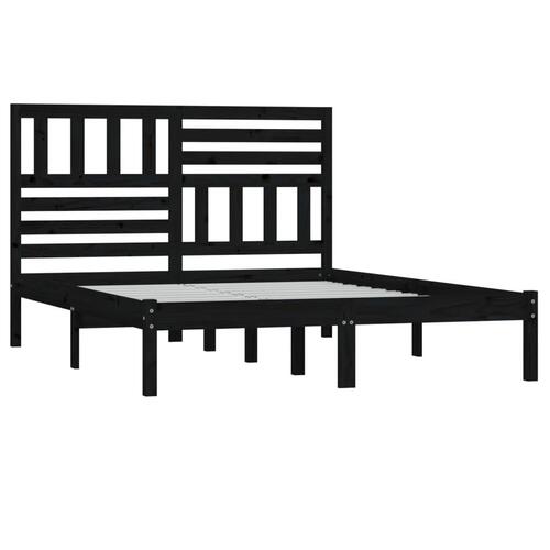 Sengeramme 150x200 cm massivt fyrretræ sort