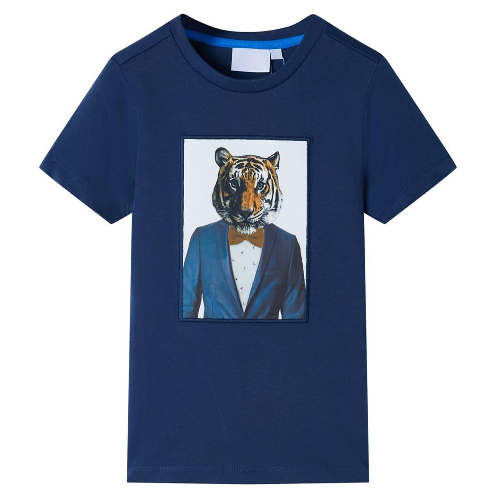 Kortærmet T-shirt til børn str. 128 mørk mørkeblå