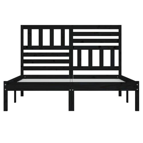 Sengeramme 150x200 cm massivt fyrretræ sort