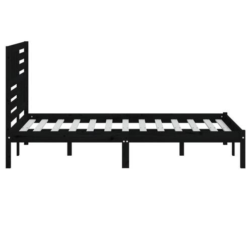 Sengeramme 150x200 cm massivt fyrretræ sort