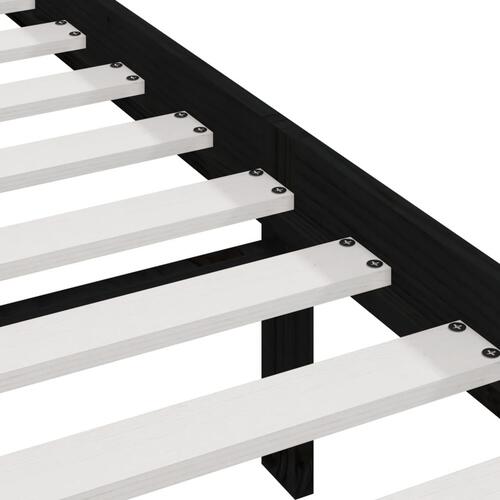 Sengeramme 150x200 cm massivt fyrretræ sort