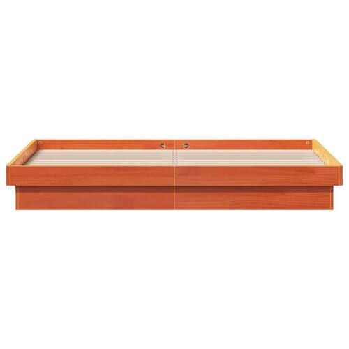 Sengeramme med LED-lys 160x200 cm massivt fyrretræ gyldenbrun